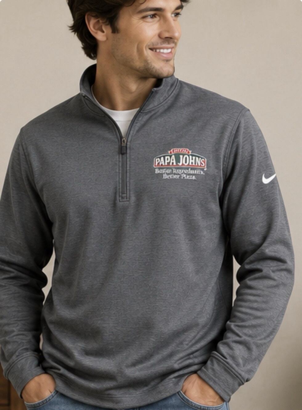 Nike Golf Papa John’s 1/4 Zip Pullover Gray Long Sleeve Men’s XXl